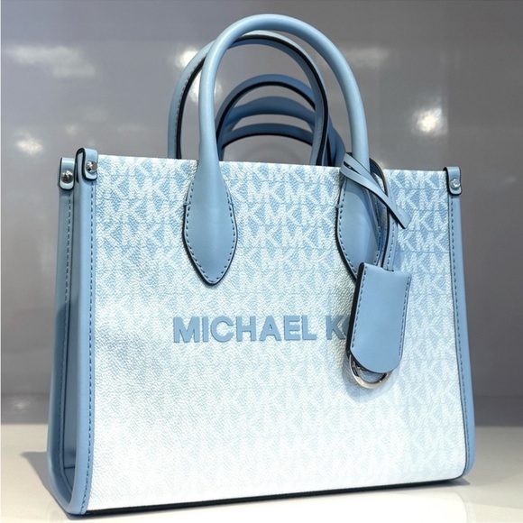 Michael Kors Small Shopper TZ Xbody Bag Light Sky Blue - Picture 1 of 9